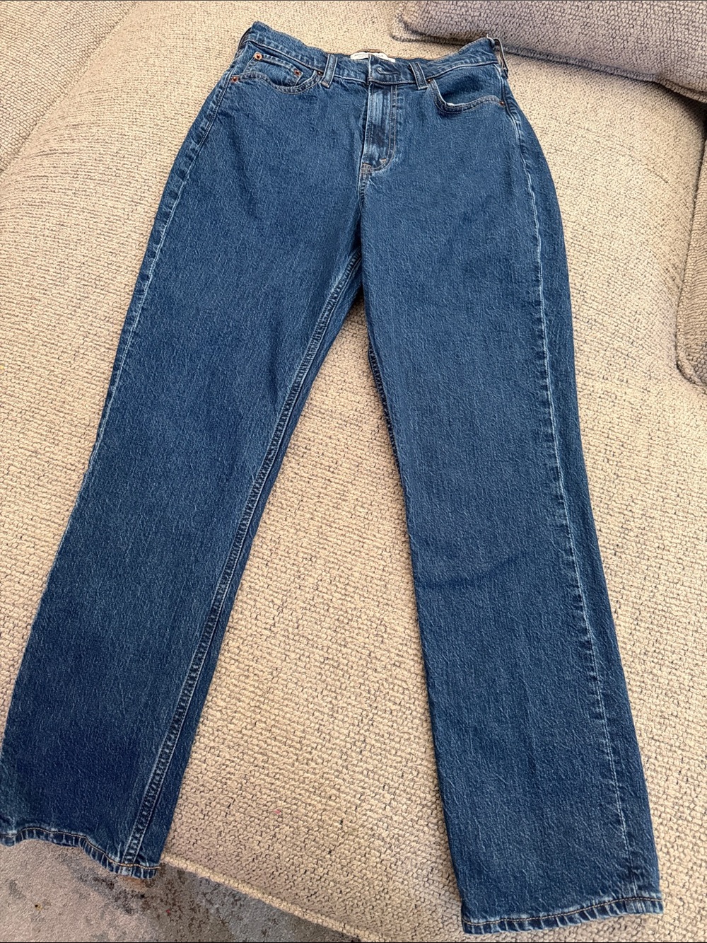 Abercrombie & Fitch Women's Straight-Leg Jeans in Blue Denim